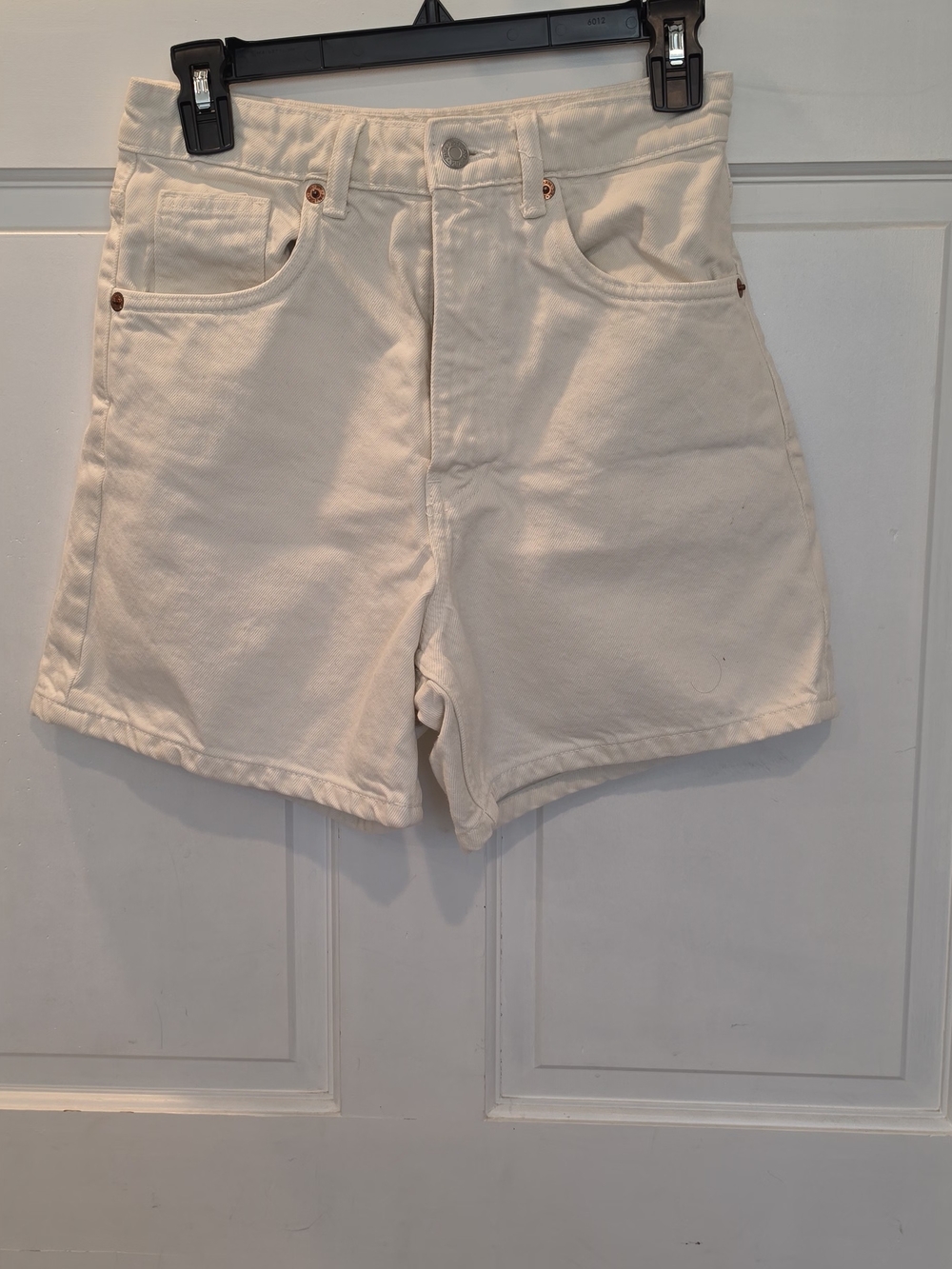 Zara Cream High-Rise Denim Shorts